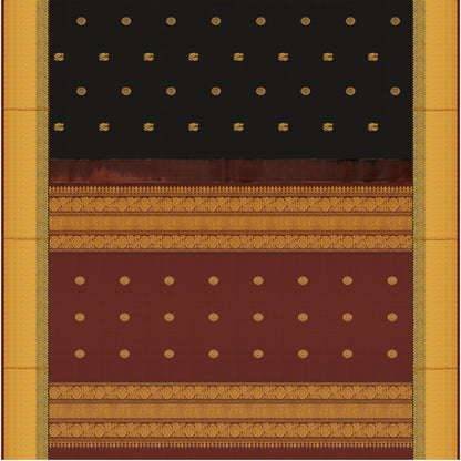 Regal Black and Deep Maroon Kanchipuram Silk Saree