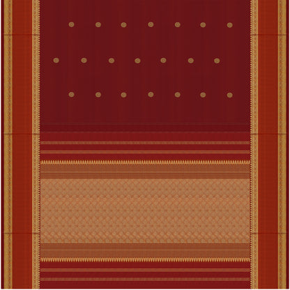 Deep Maroon and Rust Orange Kanchipuram Silk Saree