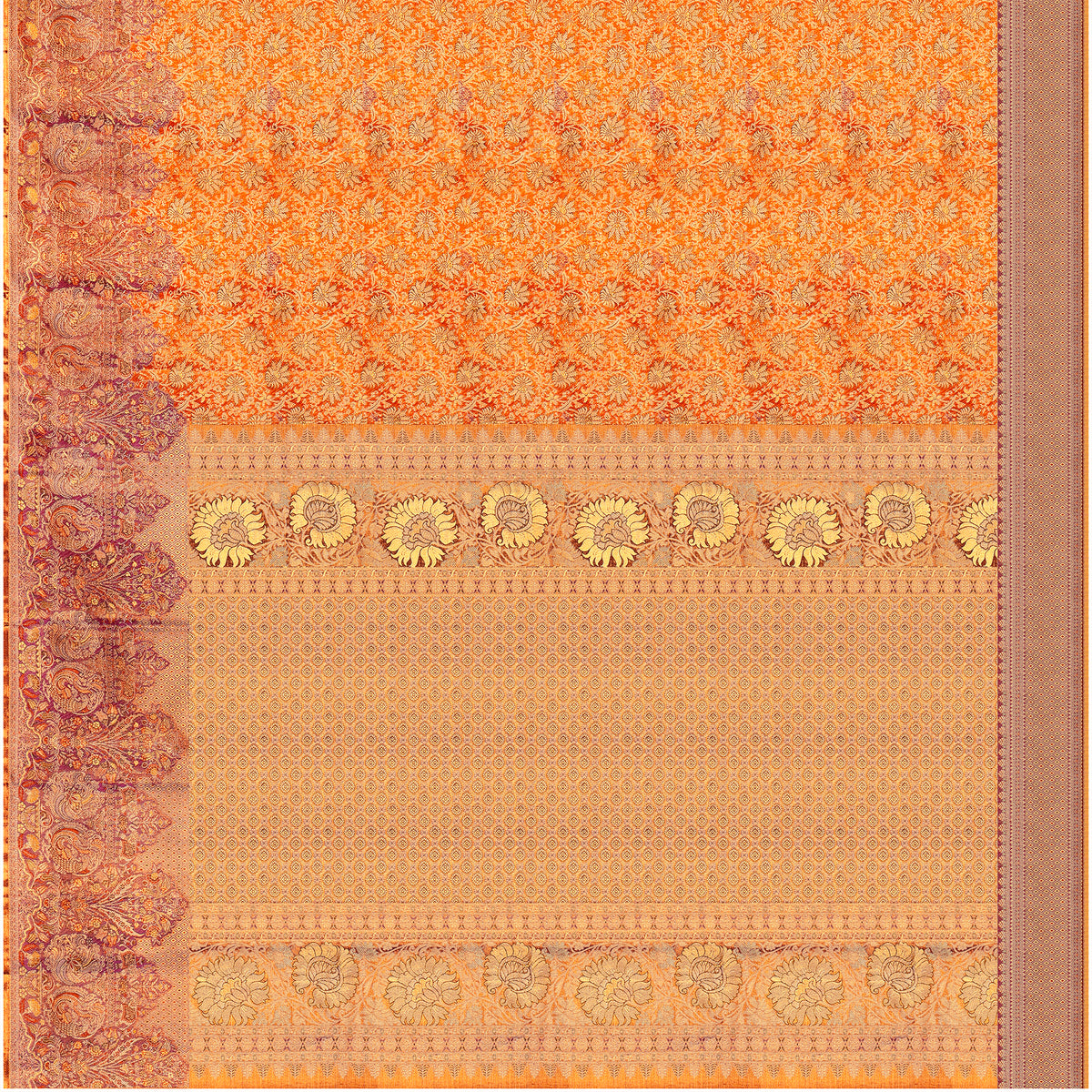 Rajahamsa Golden Jacquard Pure Silk Saree