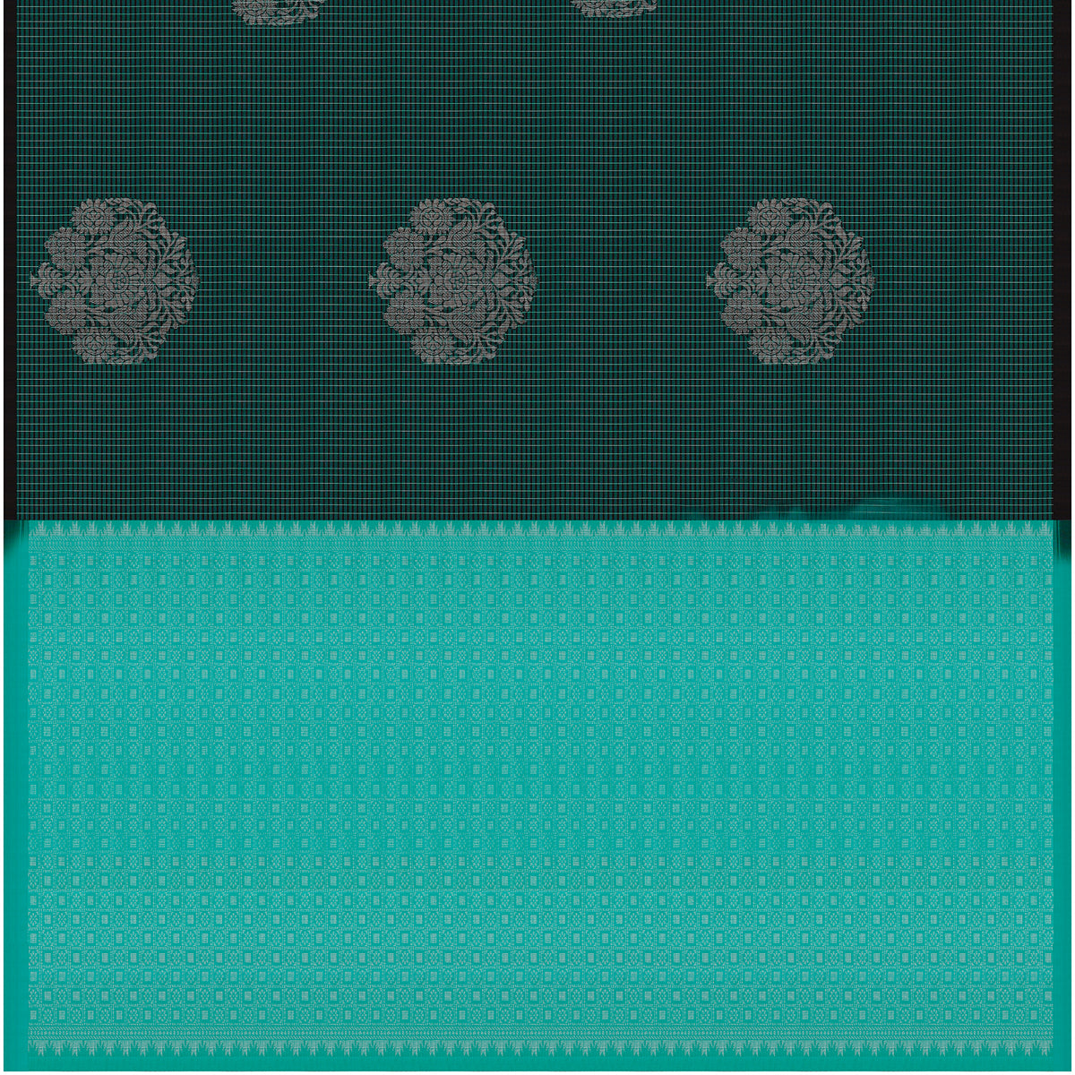 Shyamali Teal Checked Soft Silk Saree
