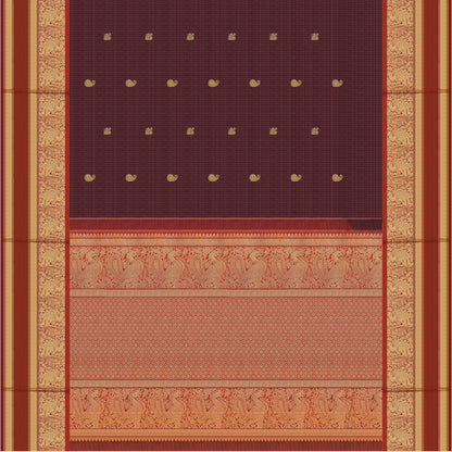 Wine Purple and Rich Red Kattam Kanchipuram Silk Saree