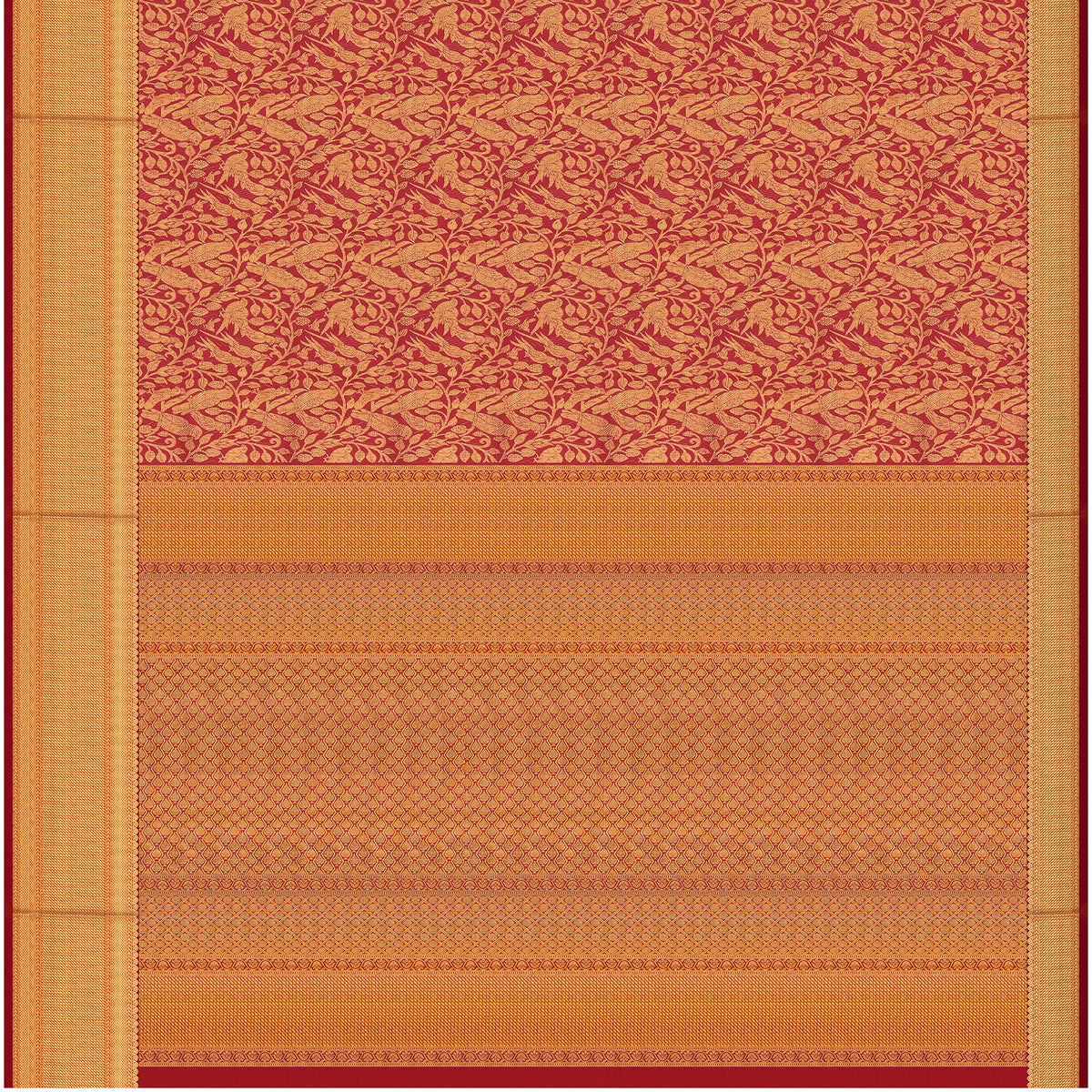 Regal Maroon Parrot Motif Kanchipuram Silk Saree