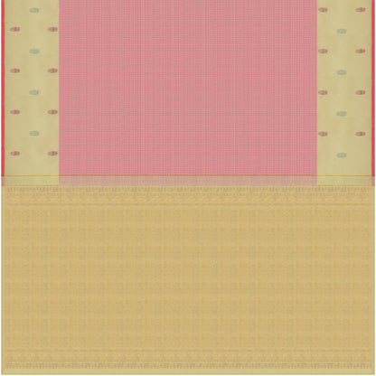 Pastel Pink and Cream Kattam Kanchipuram Silk Saree