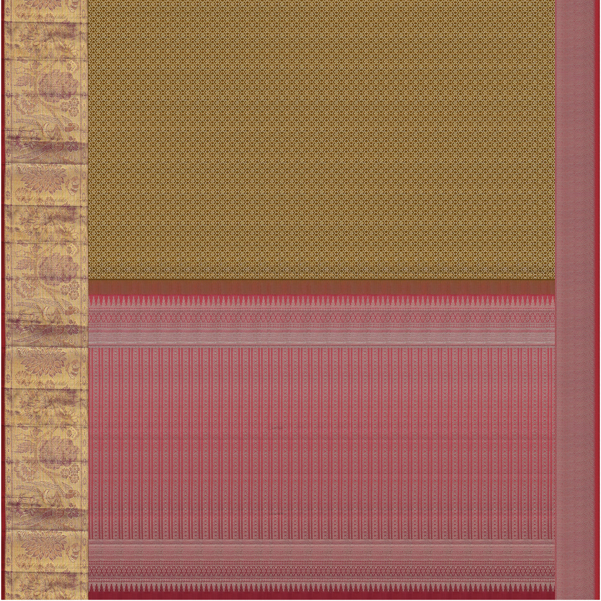 Mayurika Olive Green Pure Silk Saree