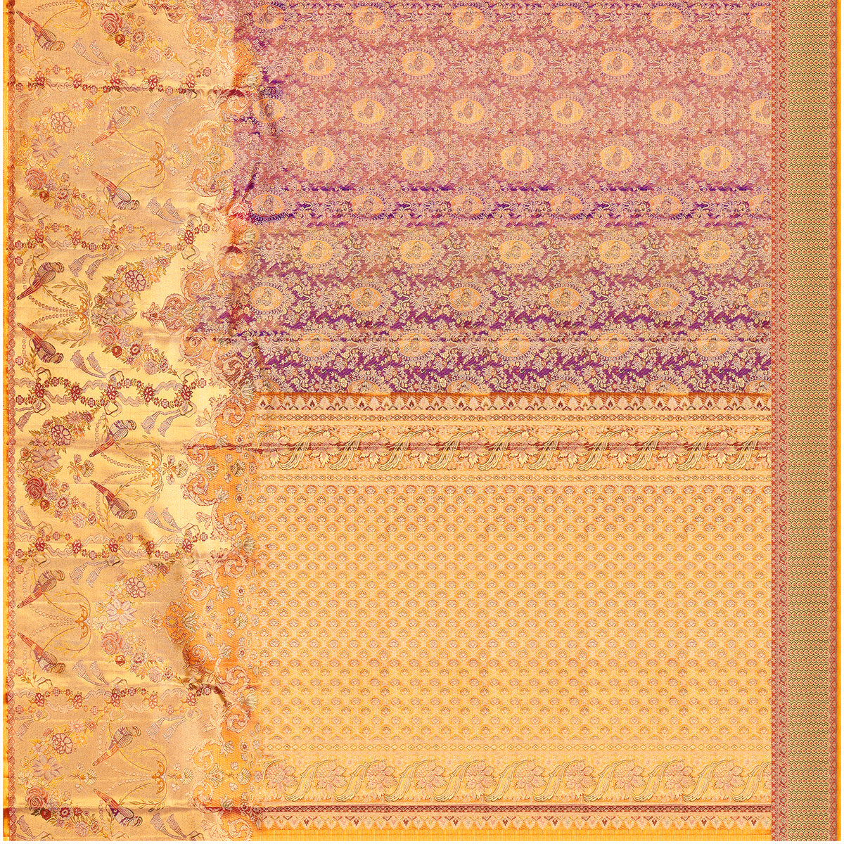 Rajahamsa Golden Meena Pure Silk Saree
