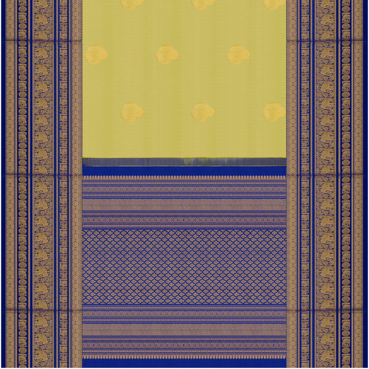 Haridra Gaja Kanchipuram Traditional Pure Silk Saree
