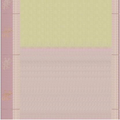 Pastel Green and Dusty Rose Checkered Kanchipuram Silk Saree