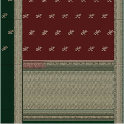 Ruhani Maroon & Emerald Green Soft Silk Saree