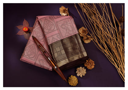 Dusty Rose & Maroon Zari Woven Arani Fancy Pure Silk Saree