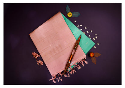 Pallavi Mint Green & Blush Pink Soft Silk Saree
