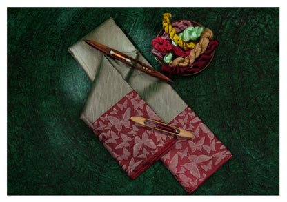 Madhavi Butterfly Green & Red Pure Silk Saree