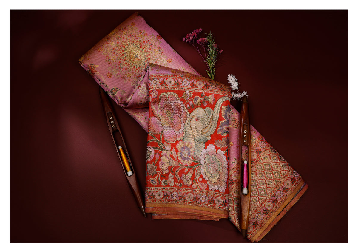 Aaradhya Kesari Floral Pure Silk Saree