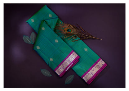 Emerald Green and Royal Purple Kanchipuram Silk Saree