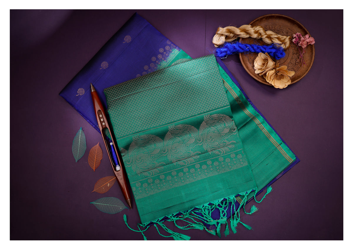 Neelavarna Mayura Blue Soft Silk Saree