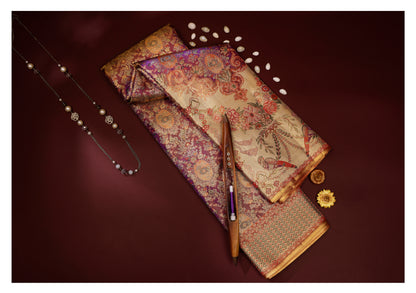 Rajahamsa Golden Meena Pure Silk Saree