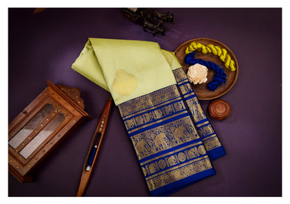 Haridra Gaja Kanchipuram Traditional Pure Silk Saree