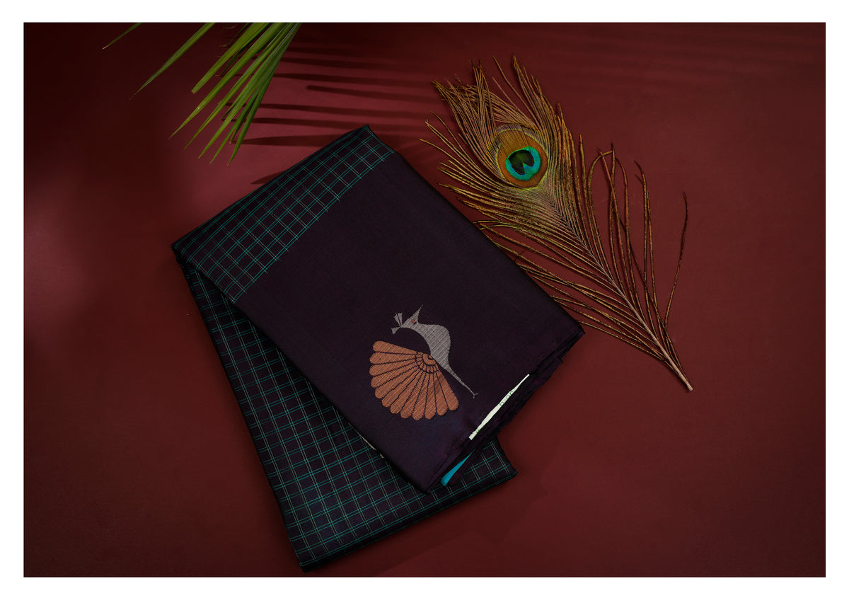 Neelanjana Fan-Tailed Bird Soft Silk Saree