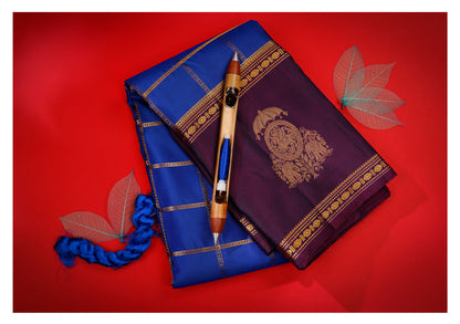 Neelambari Checked Kanchipuram Traditional Pure Silk Saree