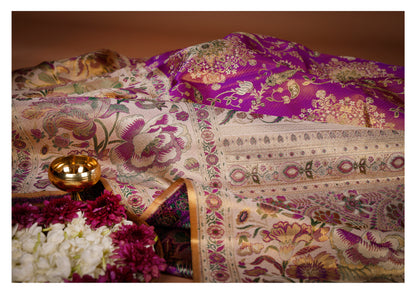 Madhurya Mayura Peach Pure Silk Saree