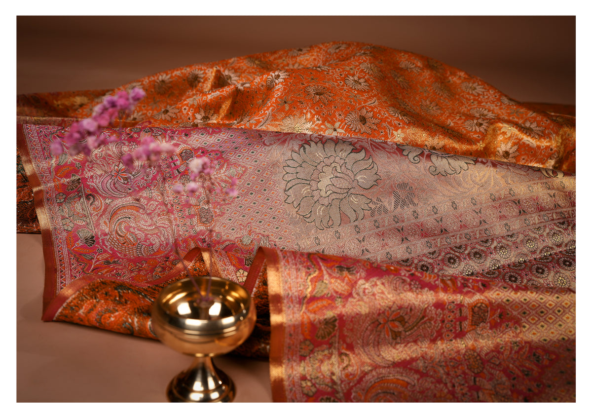 Rajahamsa Golden Jacquard Pure Silk Saree