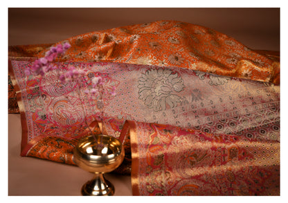 Rajahamsa Golden Jacquard Pure Silk Saree