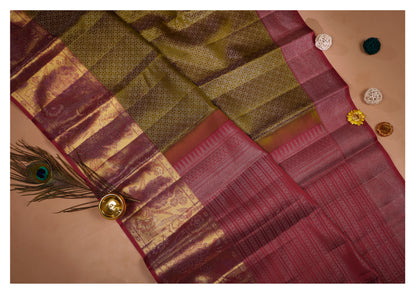 Mayurika Olive Green Pure Silk Saree