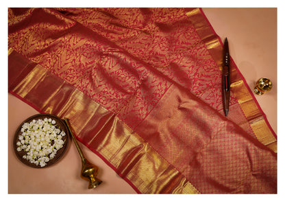 Regal Maroon Parrot Motif Kanchipuram Silk Saree