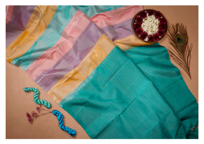 Aarohi Pastel Striped Soft Silk Saree