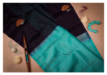 Neelanjana Fan-Tailed Bird Soft Silk Saree