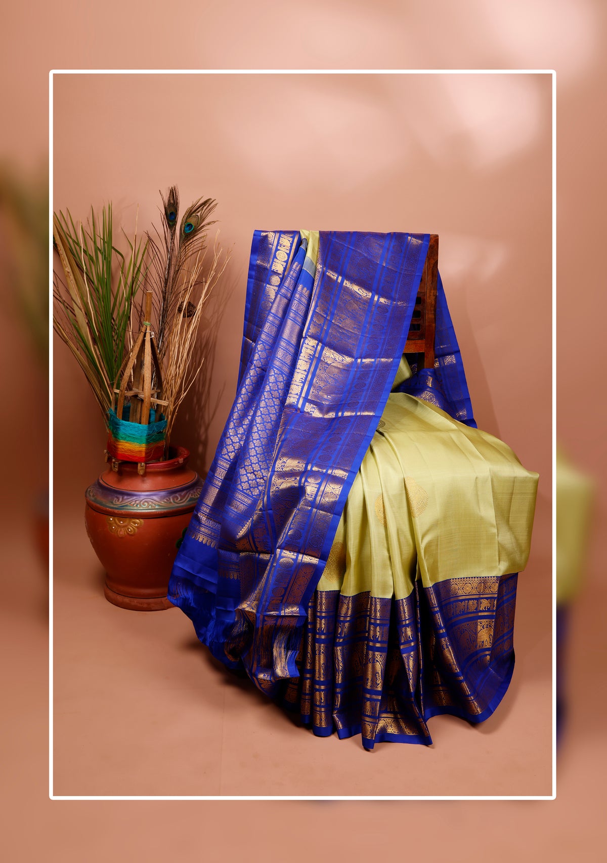 Haridra Gaja Kanchipuram Traditional Pure Silk Saree