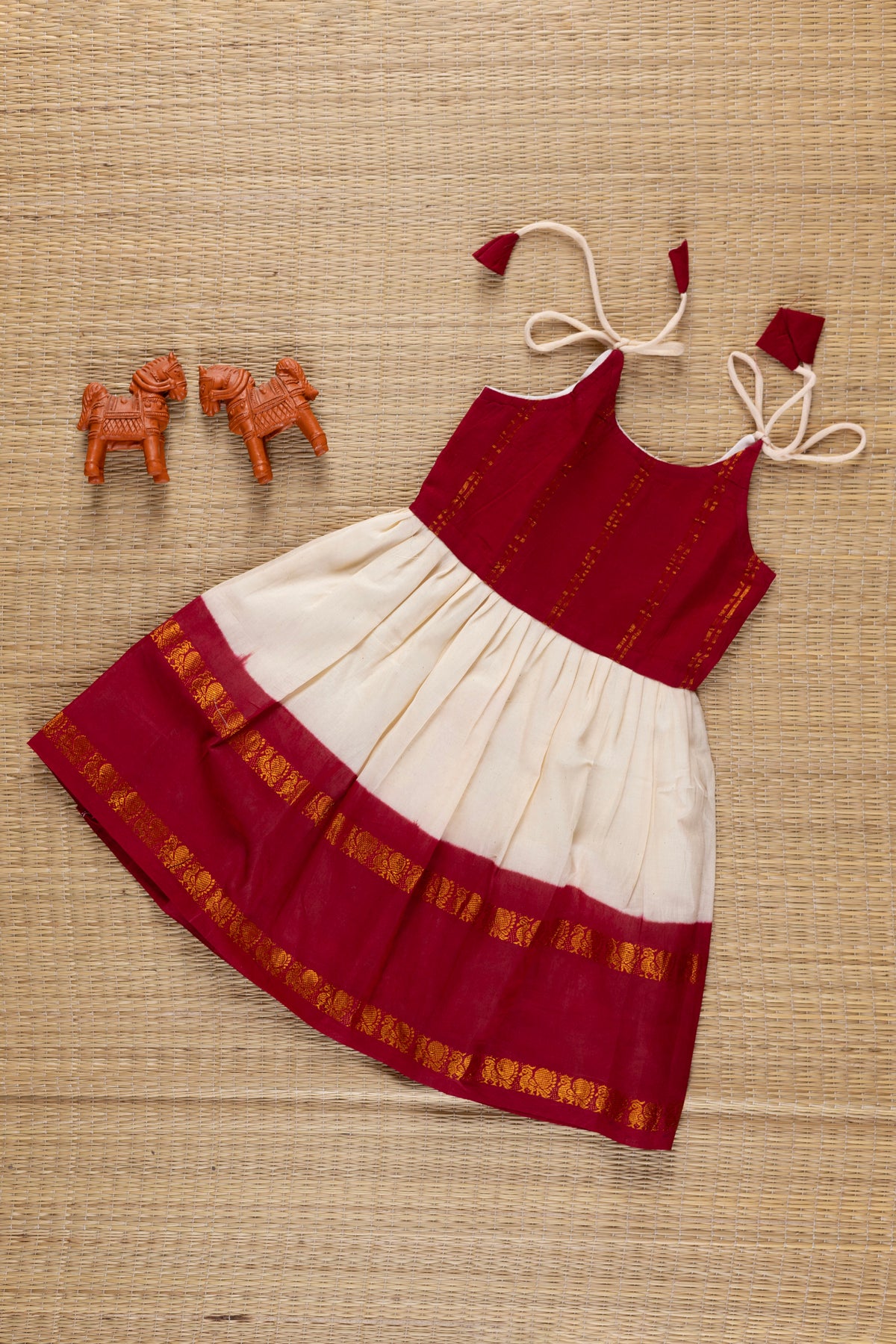 ONAM Sandal with Maroon  frock  Model 1 -6M