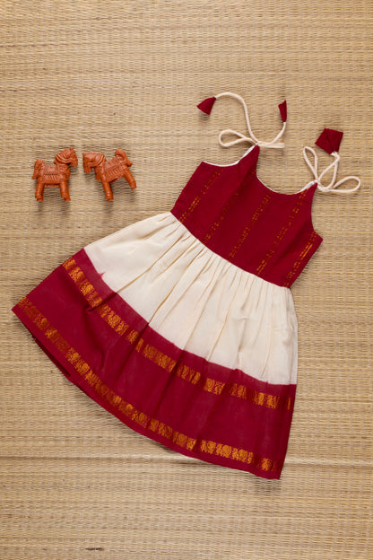 ONAM Sandal with Maroon  frock  Model 1 -6M
